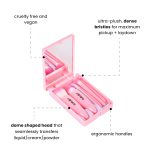 Minara Makeup Brush Set Of 5 Box With Mirror (Baby Pink) | Makeup Pouch For Women | Stylish Makeup Brush Set | Travel Friendly Foundation Brush - Image 3