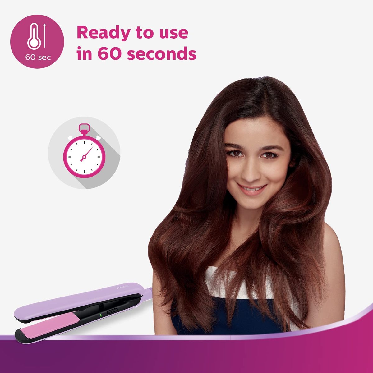 Philips Straightener with SilkProtect Technology. Straighten & Curl, Suitable for All Hair Types (Lavender)-BHS393/40 - Image 7