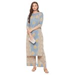 Tissu Women's Cotton Grey & Yellow Printed Kurta with Palazzo - Image 8