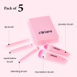 Minara Makeup Brush Set Of 5 Box With Mirror (Baby Pink) | Makeup Pouch For Women | Stylish Makeup Brush Set | Travel Friendly Foundation Brush - Image 2