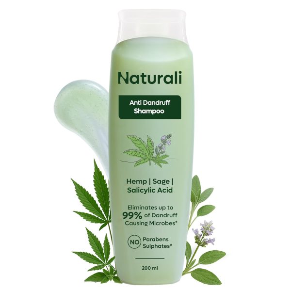 Naturali Anti Dandruff Shampoo Up To 100% Relief with Salicylic Acid | No Sulfate No Paraben | Anti Dandruff Shampoo for Man & Women | 200 ml