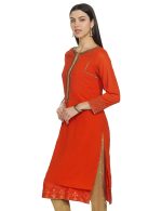 W for Woman Women's Synthetic Straight Fit Straight Kurta - Image 3