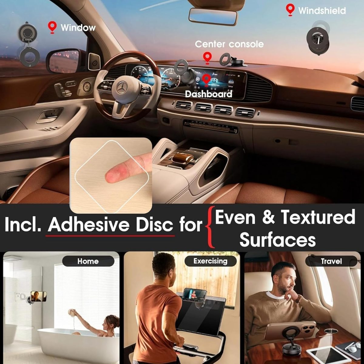 LiCB 360° Vaccum Magnetic Phones Holder, Magnetic Car Phone Mount, Hands-Free Suction Cup Phones Holder for Car/Gym/Mirror/Shower, Car Mount Compatible with All Mobile - Image 8