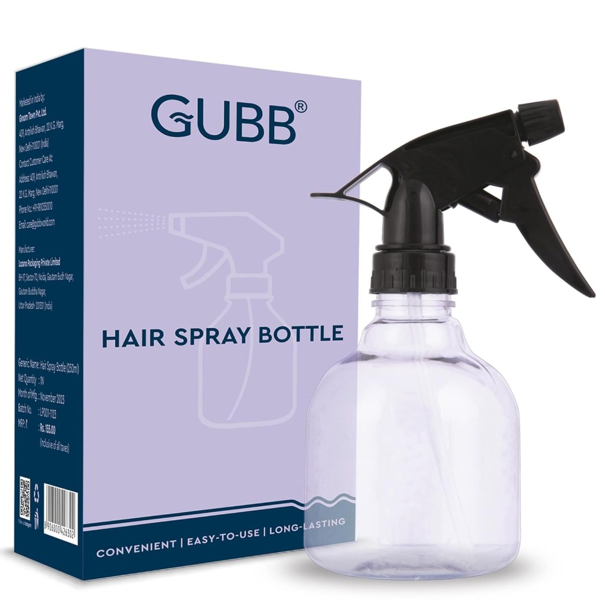 GUBB Hair Spray Bottle for Salon & Home - Fine Mist Sprayer for Styling, Watering Plants, and DIY Hair Treatments - Professional-Quality Refillable Spritz Bottle for Precision and Convenience