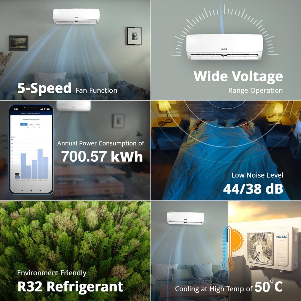 Voltas 1 Ton 3 Star, Fixed Speed Split AC (Copper, LED Display, Anti-dust Filter, SAC 123 Vectra Elegant, White) - Image 6