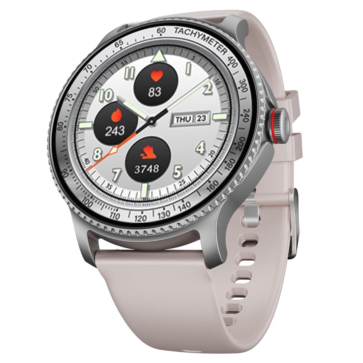 boAt Lunar Discovery w/ 1.39" (3.5 cm) HD Display, Turn-by-Turn Navigation, DIY Watch Face Studio, Bluetooth Calling, Emergency SOS, QR Tray, Smart Watch for Men & Women(Cherry Blossom)