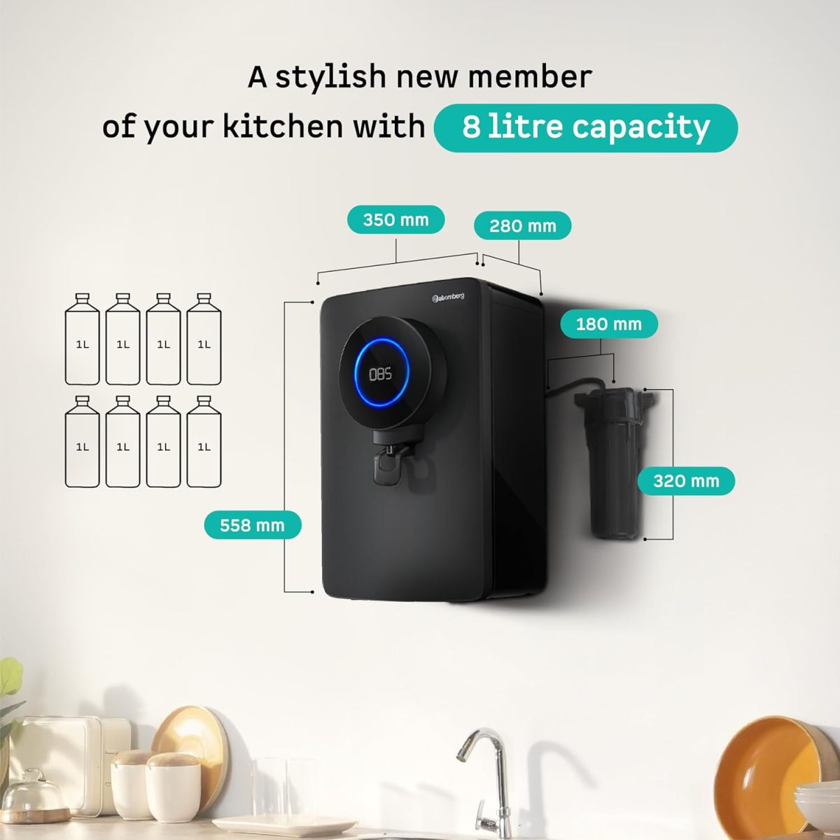 Atomberg Intellon - India’s 1st Adaptive Water Purifier*| RO+UF+UV+Alkaliser | Zero Cost for 2Yrs | 4 Modes | TDS-Based Filtration | Smart IoT | 7-Stage | Retains Minerals | 8L | 2Yr Warranty | No AMC - Image 9