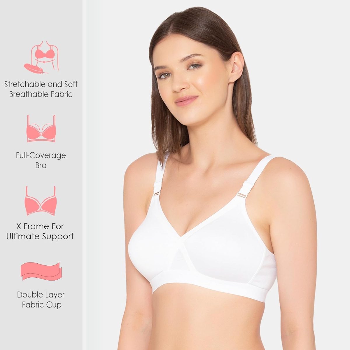 Groversons Paris Beauty Women’s Cotton Rich Non-Padded Wireless Smooth Super Lift Full Coverage Bra (BR005) - Image 5