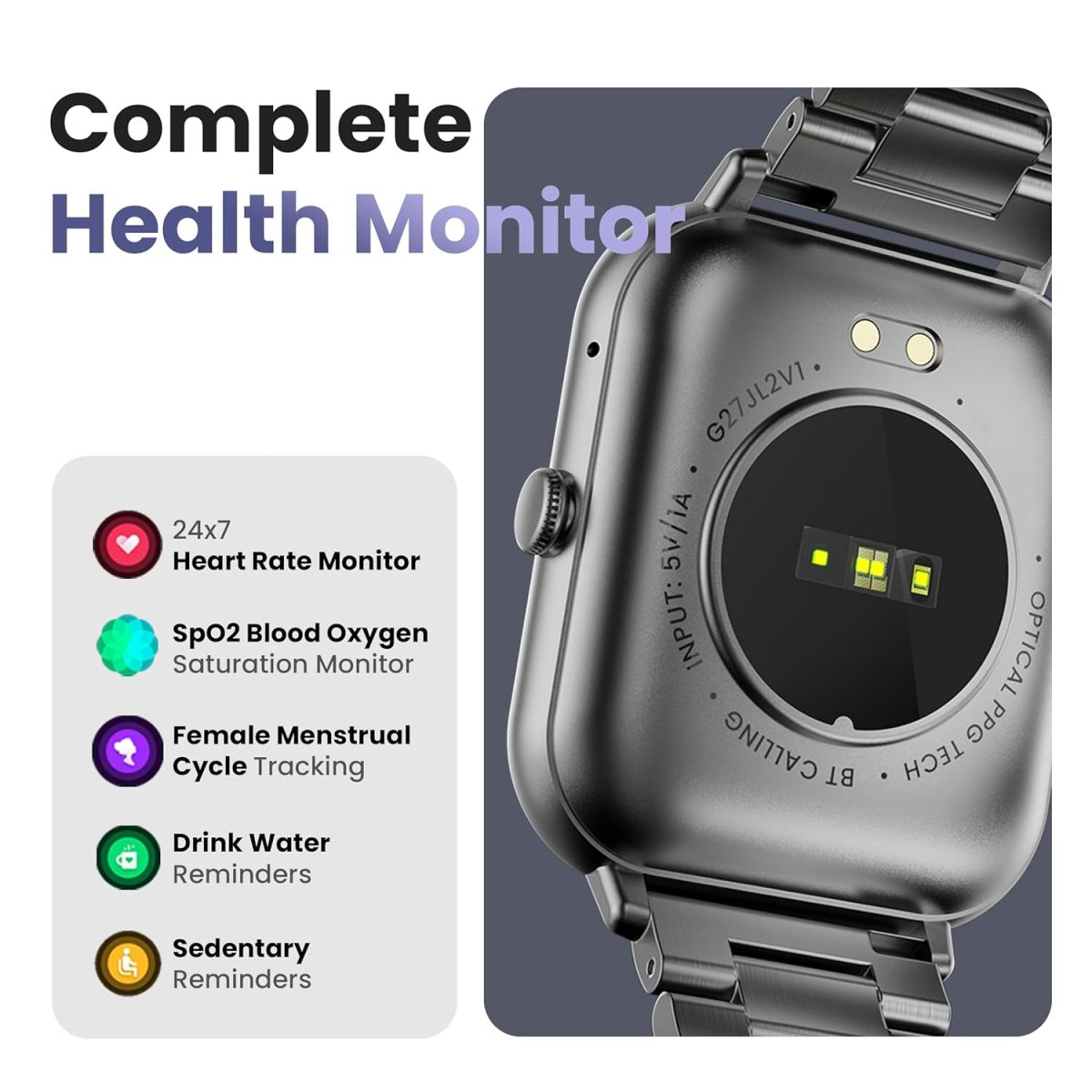 GOBOULT Drift+ Smart Watch 1.85''HD Screen, Bluetooth Calling, IP68, 500 Nits Brightness,150+ Watchfaces, AI Voice Assistant, SpO2 Monitoring, 100+ Sports Mode Smartwatch (Chrome) - Image 11