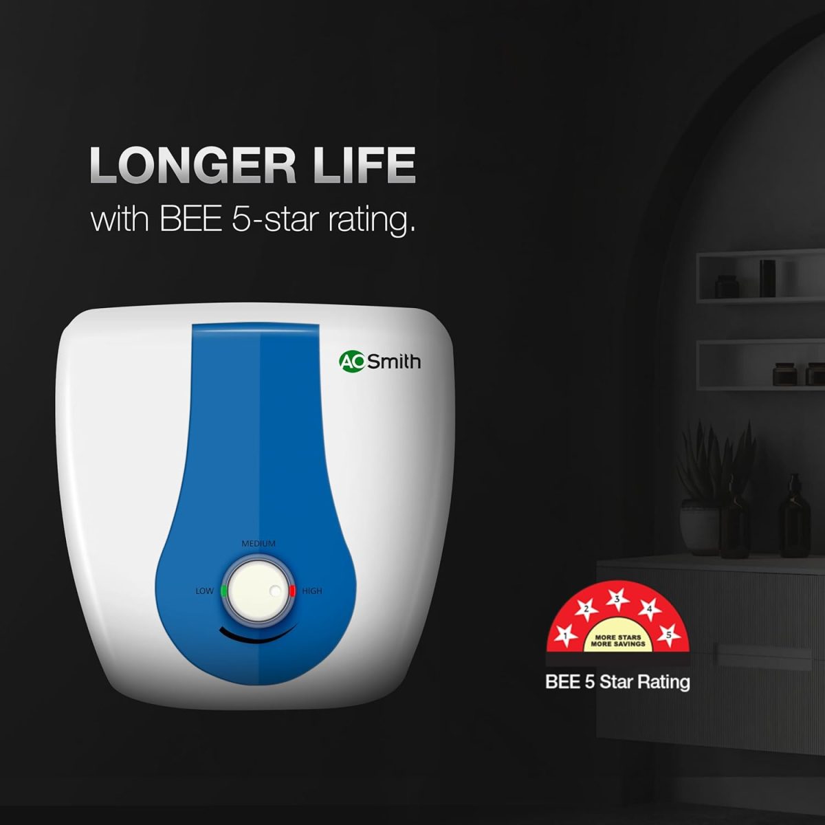 AO Smith Geyser 15 Ltr With 5 Star BEE Rating, Vertical Water Heater | Geyser 15+ Litre For High Rise Building | 7 Year Tank Warranty, 2 Year Comprehensive Warranty | SDS-GREEN-015 - Image 4
