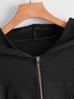 PDKFASHIONS Casual Solid Zip Crop Hoodie for Women's - Image 4