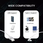Portronics Konnect L Fast Charging 3A Type-C Cable 2 Meter with Charge & Sync Function for All Type-C Devices (White) - Image 4