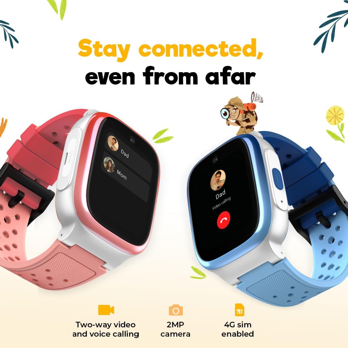 Noise Explorer Kids Smart Watch with GPS Tracking, 2-Way Video & Voice Calling, Safe Zone Alert, School Mode, SOS, Habit Formation, App for Parents (Captain Duo), Multicolor - Image 2