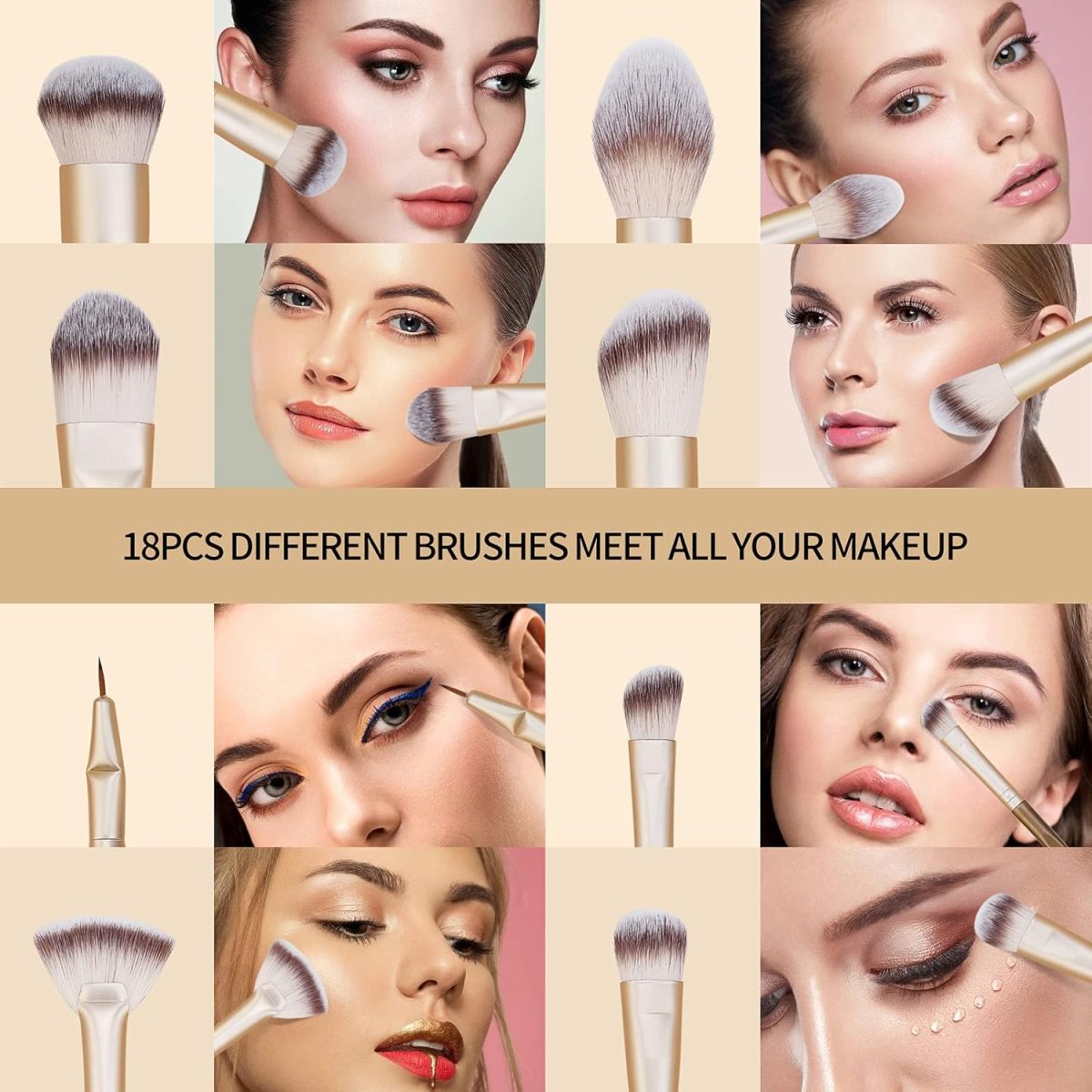 Makeup Brushes ,MAANGE 18 Pcs Professional Makeup Brushes Set Premium Synthetic Foundation Face Powder Blush Eye Shadows Travel Make Up Brushes with gift box - Image 5
