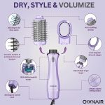 OWNAIR Pro Hair Dryer & Straightener, Hot Air Brush, 4 Heat & Speed Modes, Cool Shot, 1200 Watts, Purple - Image 2