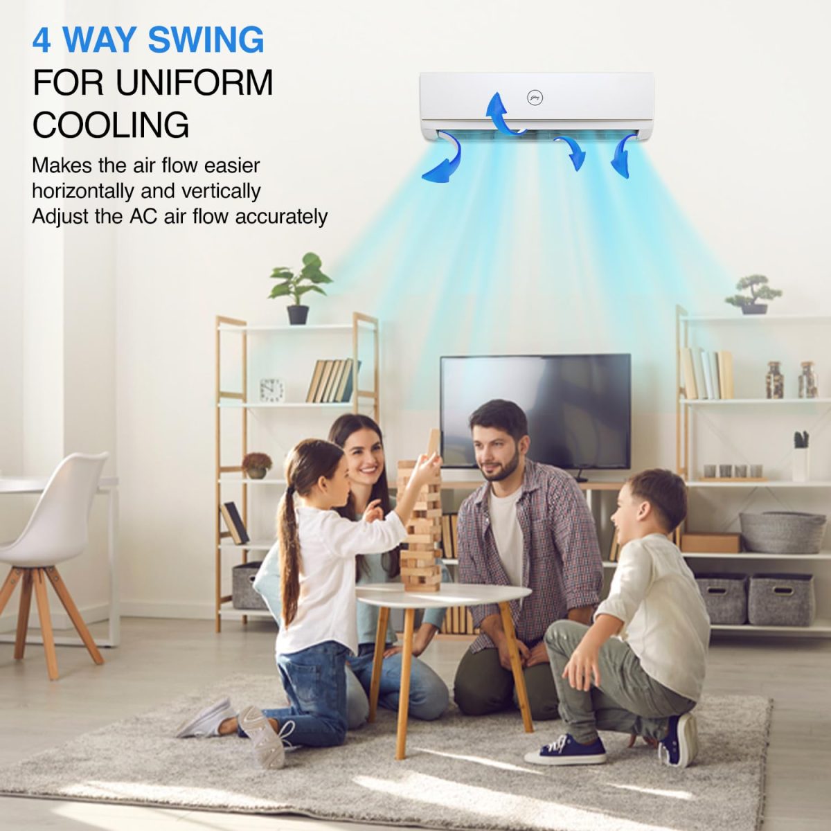 Godrej 1.5 Ton 3 Star, 4-Way Air Swing Fixed Speed Split AC (Copper, Anti-Dust Filter, AC 1.5T SFC 18PTC3-WWP, White) - Image 2