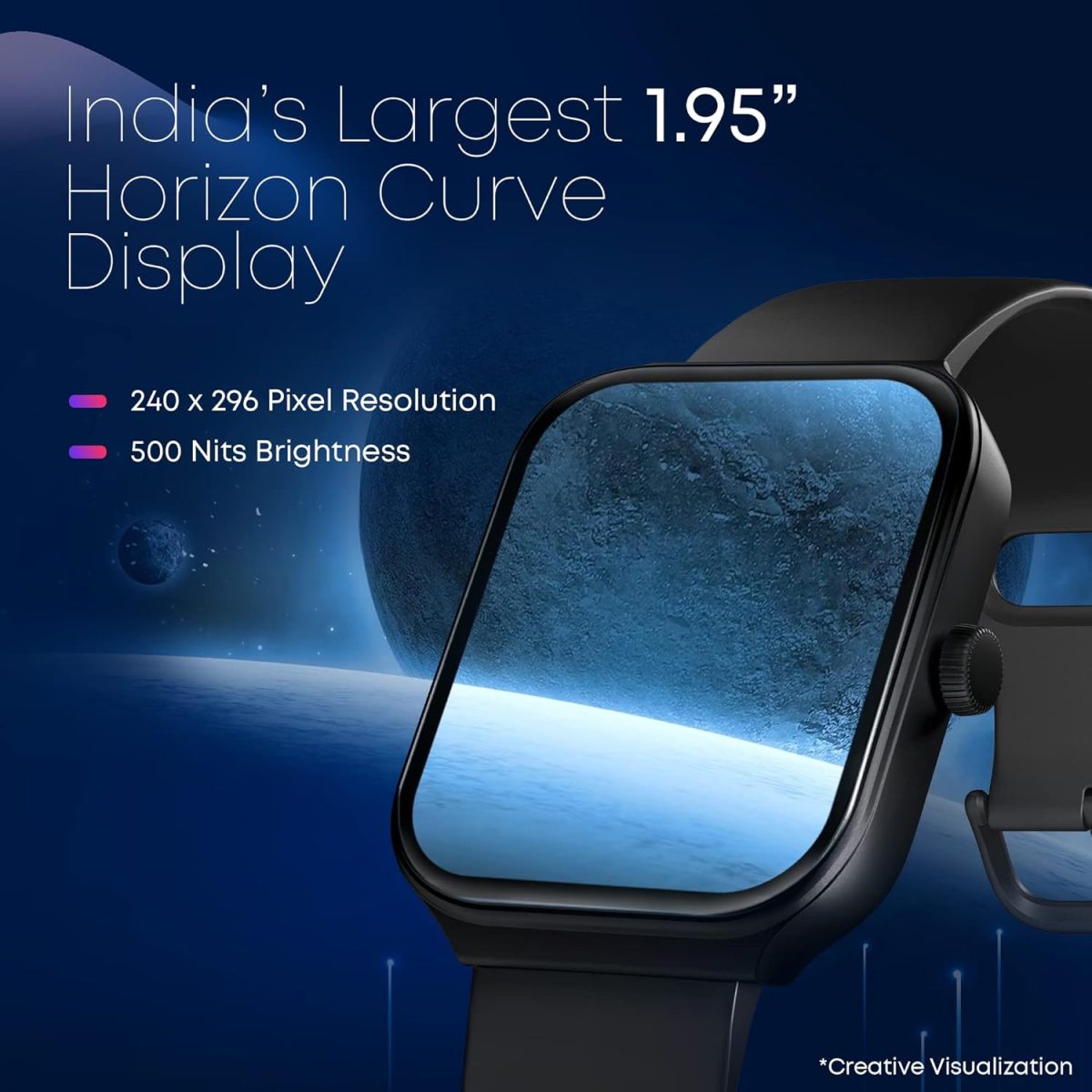 Fastrack Limitless FS1 Smart Watch|Biggest 1.95" Horizon Curve Display|SingleSync BT Calling v5.3|Built-in Alexa|Upto 5 Day Battery|ATS Chipset with Zero Lag|100+ Sports Modes|150+ Watchfaces,Black - Image 2