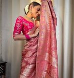 Sanu silk Kanjivaram Banarasi Silk Saree for Women And Girls, Traditional Indian Ethnic Wear with Rich Zari Work, Wedding And Festive Saree with Unstitched Heavy Blouse Piece - Image 4