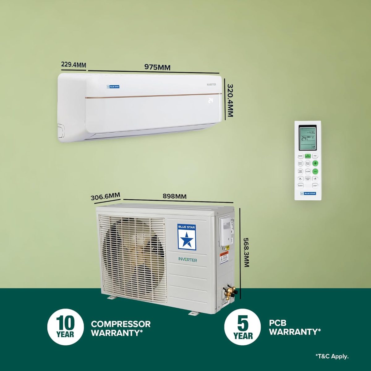 Blue Star 1.5 Ton 3 Star Hot and Cold, 60 Months Warranty, Inverter Split AC (Copper, Convertible 5 in 1 Cooling, Multi Sensors, Dust Filter, IC318VCUHC, White) - Image 6