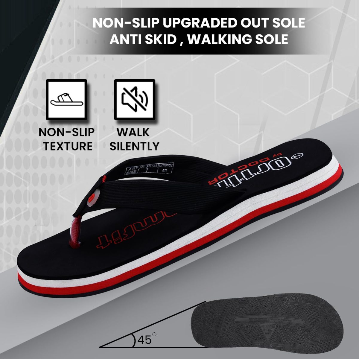 DOCTOR EXTRA SOFT Men's Orthopedic Tpr Slippers With Cushion Footbed For Adult|Stylish & Anti-Skid|Comfortable & Light Weight|Casual Durable Waterproof Everyday Dr. Home Flip Flops Gents & Boys D-36 - Image 5