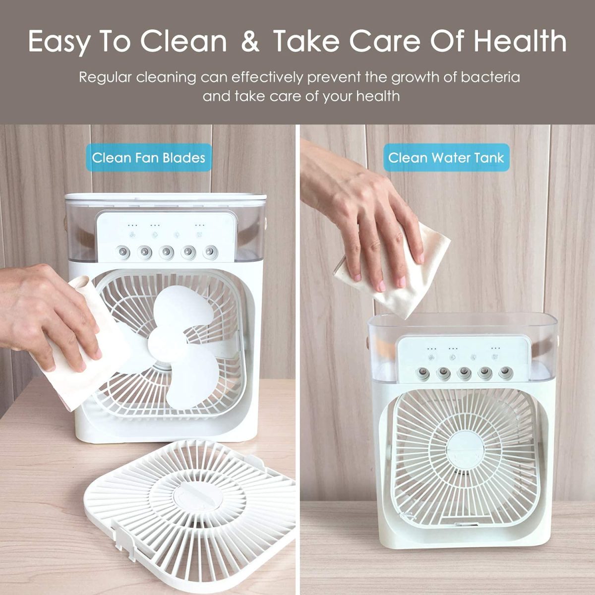 GVB ENTERPRISE Portable Air Conditioner Fan, Mini Evaporative Air Cooler with 7 Colors LED Light, 1/2/3 H Timer, 3 Wind Speeds and 3 Spray Modes for Office, Home, Dorm, Travel - Image 7