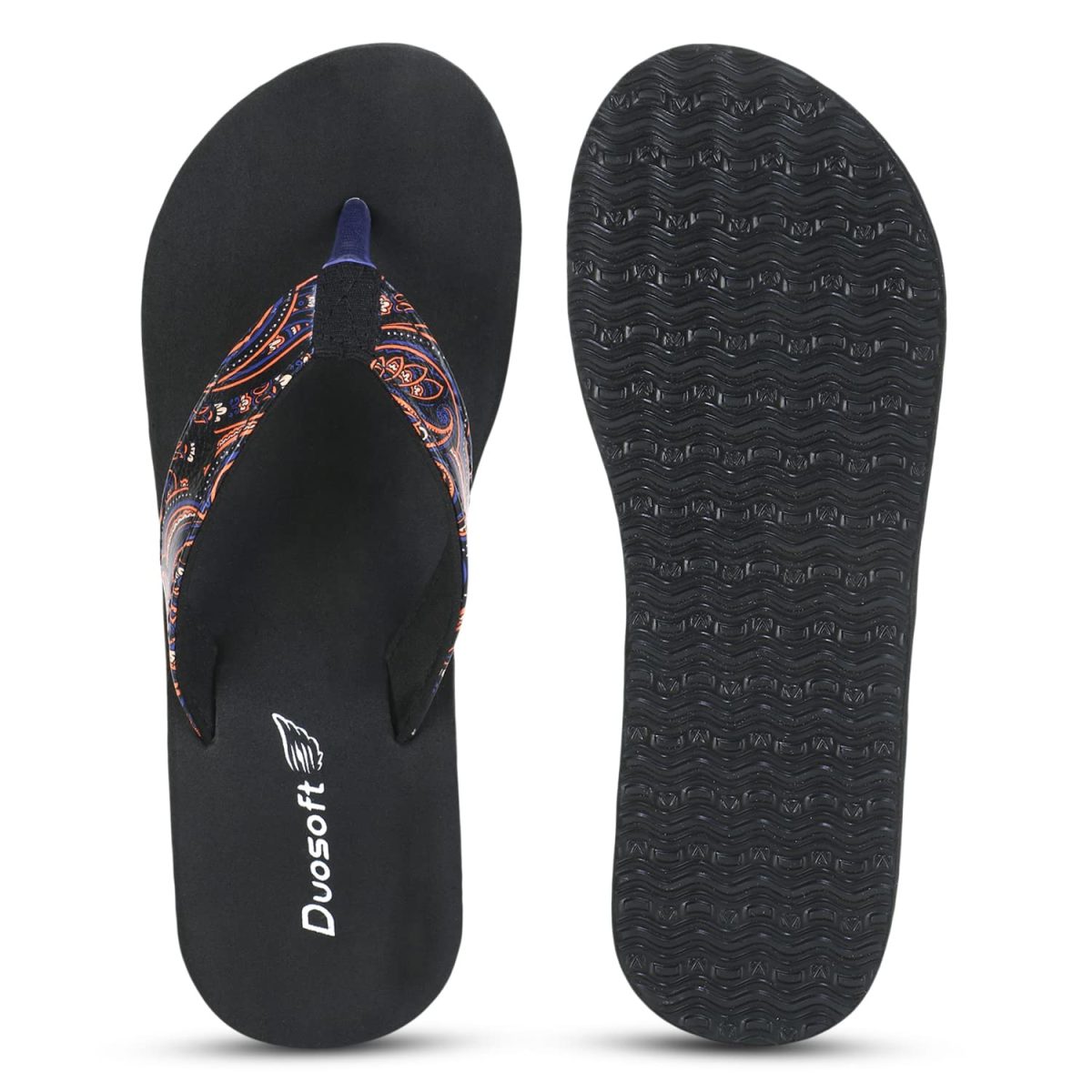 DOCTOR WALK Women's Paisley Print Flip Flops, Black Platform Sandals, Comfort Thong Slippers - Image 7