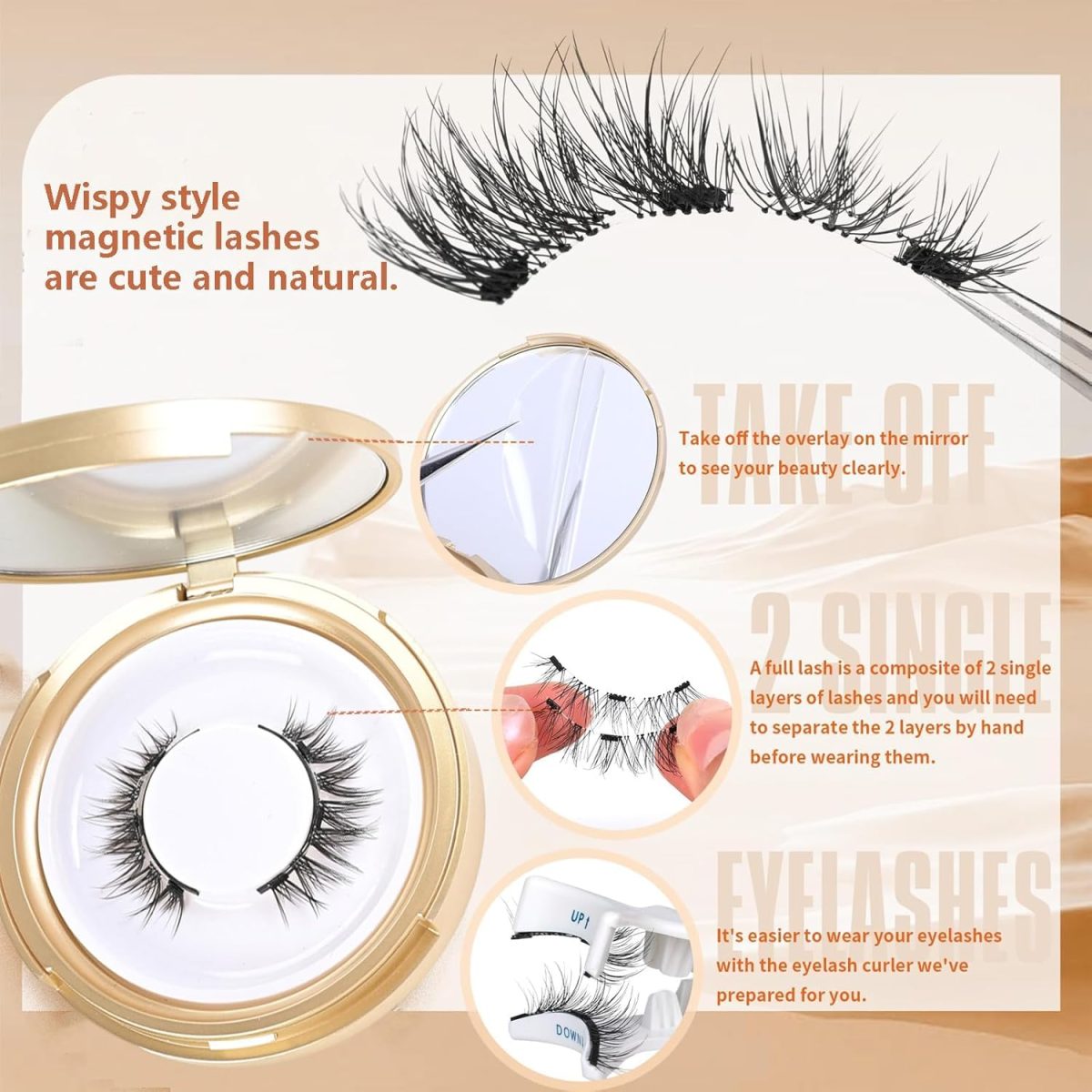 Magnetic Eyelashes, 3D Natural Look Magnetic Eyelashes for Women, Reusable Magnetic Eyelash Extension Kit with Applicator, Magnetic Lashes without Eyeliner, Wispy False Eyelashes No Glue Needed - Image 2