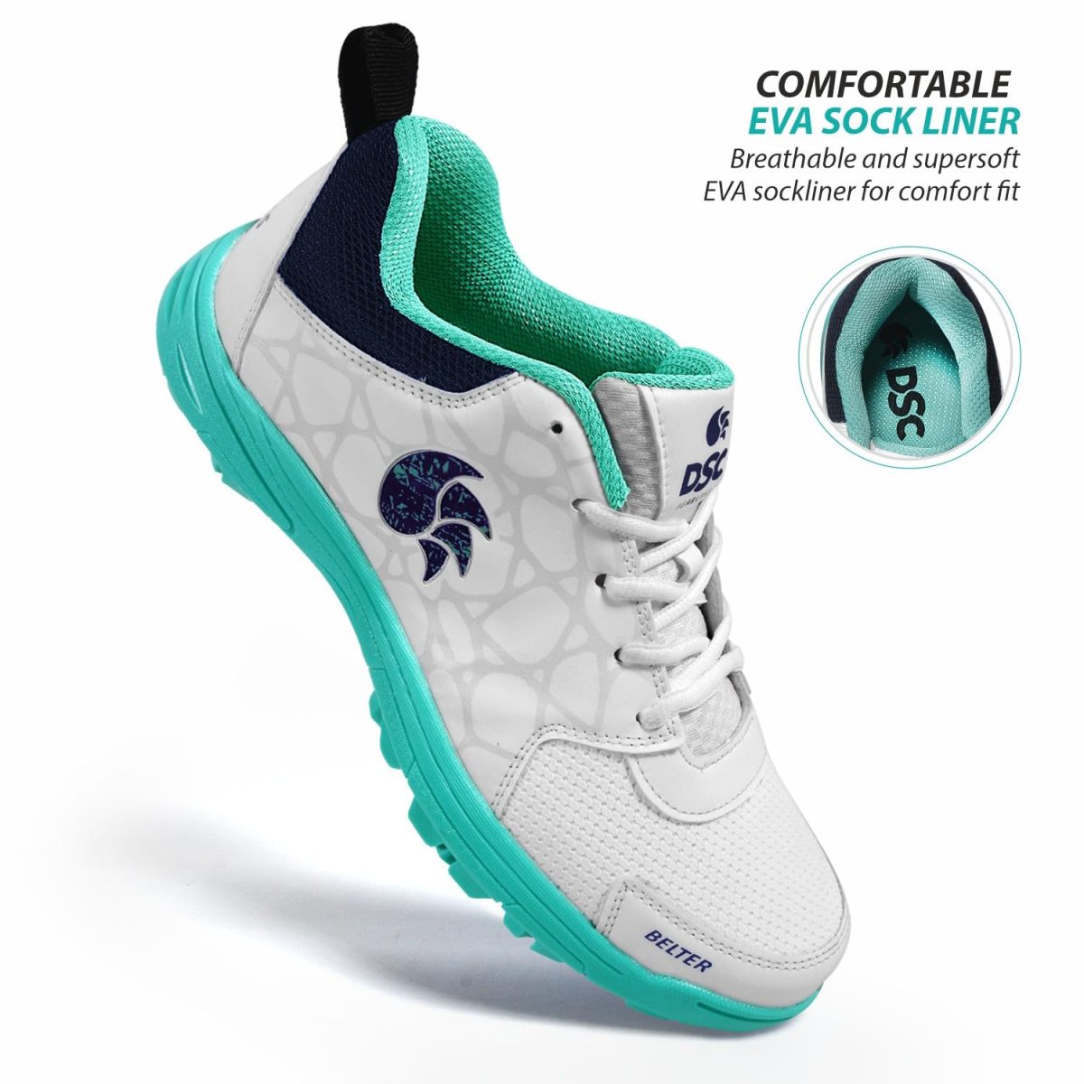 DSC Belter Cricket Shoes, Size-7, Sea Green - Image 3