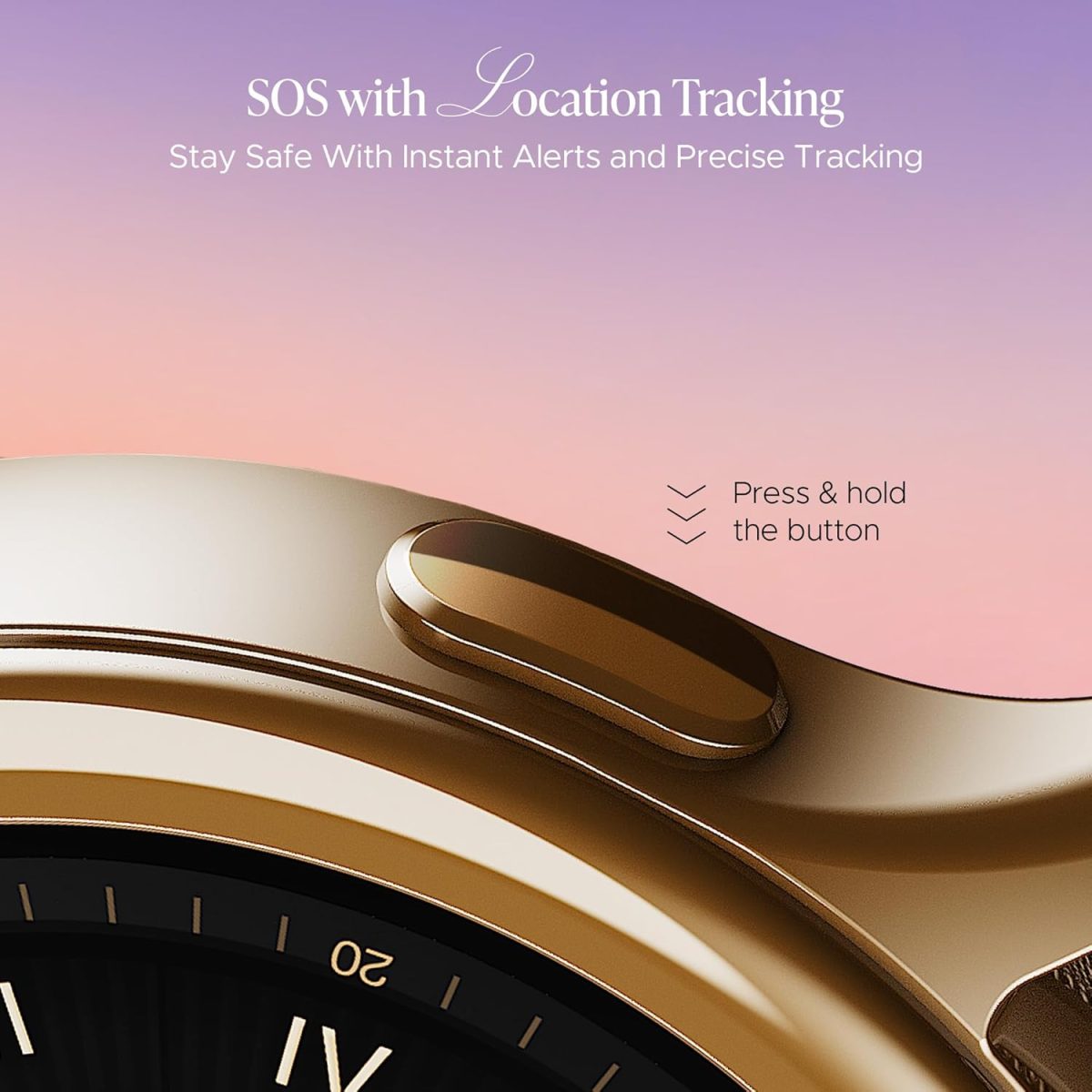 boAt Enigma Daze Women's Luxury Smart Watch w/ 1.3”(3.3cm) Luminous Display, Emergency SOS Live Location Sharing, Functional Crown, Watch Face Studio, QR Tray, BT Calling, HR & SpO2 (Metallic Gold) - Image 2