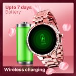 CrossBeats Diva 1.28” Stylish Smart Watch for Women with Stone Studded Bezel| Amoled Display | Female Health Tracker | 100+Sports Modes| Premium Metal Smartwatch with Wireless Charging - (Rose Gold) - Image 4