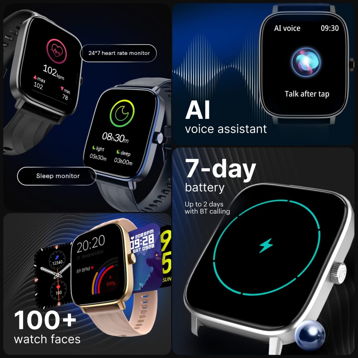 Noise Quad Call 1.81" Display, Bluetooth Calling Smart Watch, AI Voice Assistance, 160+Hrs Battery Life, Metallic Build, in-Built Games, 100 Sports Modes, 100+ Watch Faces (Deep Wine) - Image 5