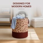 HOMFIL Brand - Laxis 45L Printed Laundry Bag for Clothes Foldable with Easy Carry Handles, Non Woven Laundry Basket for Clothes, Toys, Storage, Clothes Basket Storage Organizer - Brown - Image 3