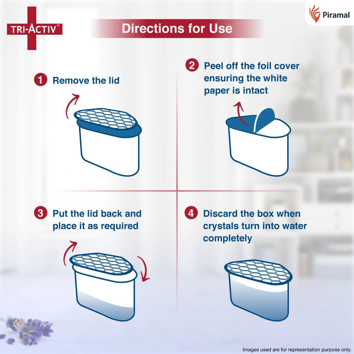 Tri-Activ Moisture Absorber | Absorbs upto 600ml Each|Pack of 2 | Dehumidifier for Room Moisture | Air Freshener & Humidity Absorber for Wardrobe, Toilet & Car | Prevents Mould, Fungus, Odour|Lavender - Image 5