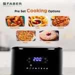 Faber 6L 1500W Digital Air Fryer | Fry, Bake, Roast, Toast, Defrost, Grill & Reheat | 85% Less Oil, 360° Air Cooking | 8-Preset Menu, LED Display & Touch Control, Non-Stick Pan, View Window | (Black) - Image 5