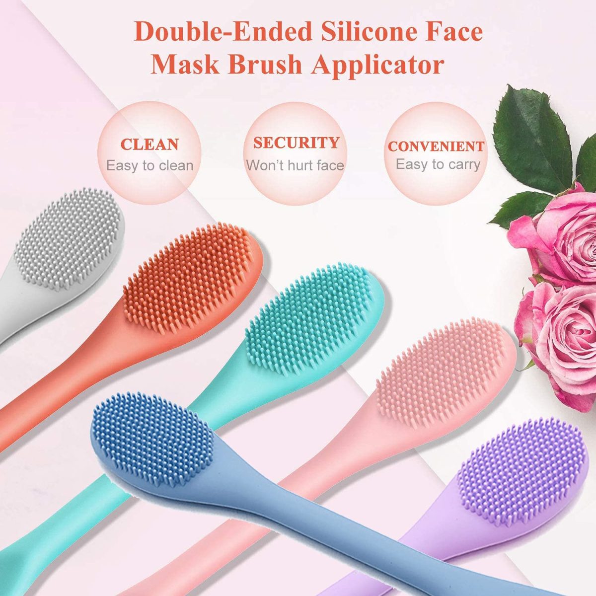RENESMEE Silicone Brushes, Double-Ended Silicone Face Mask Brush, Facial Cleansing Brush, Premium Soft Facial Masks Other Skin Care Applicator Tool for Cream, Body Lotion, Moisturizer - Image 8