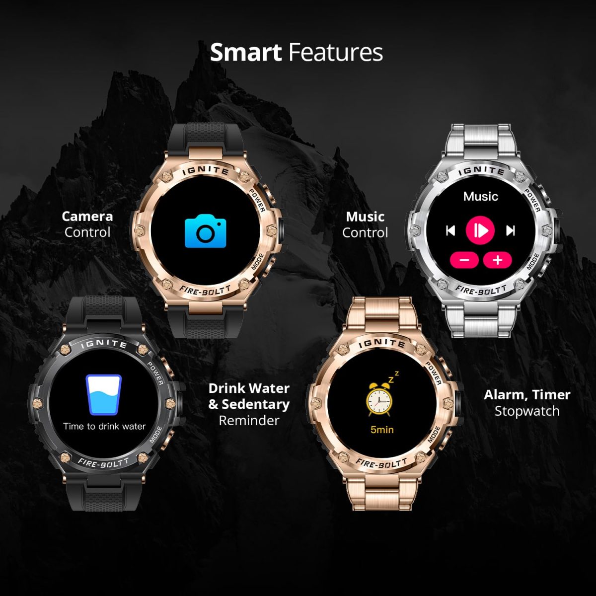 Fire-Boltt Assault Rugged Smartwatch – 1.5" HD Display, Bluetooth Calling, 600mAh Battery, Compass, Heart Rate & SpO2 Monitoring, 7-10 Days Battery Life, Heavy Metal Sports Design - Image 9