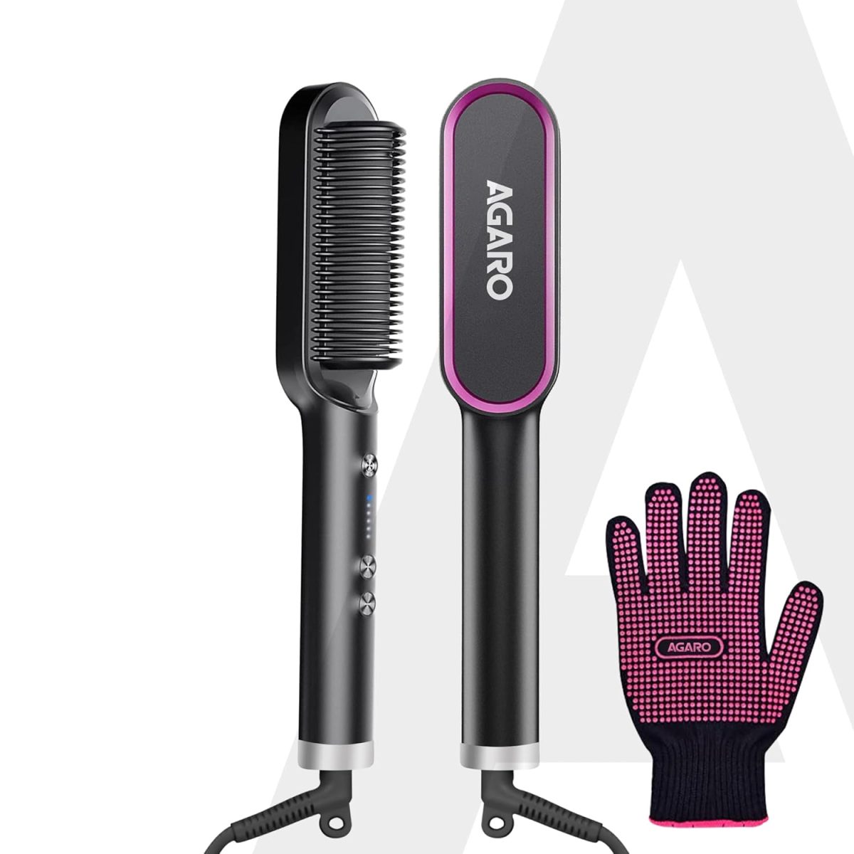 AGARO Hair Straightening Brush, Hair Straightening Comb For Women, Fast Heating, Ionic Care, 5 Heat Settings, Hair Straightener, Hot Brush, Gives Naturally Straight Hair in 5 Mins, Black, HSB2107 - Image 7