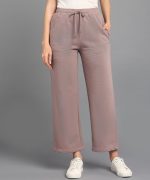 Alan Jones Clothing Women's Relaxed Fit Mid Rise Solid Wide Legs Track Pant - Image 2