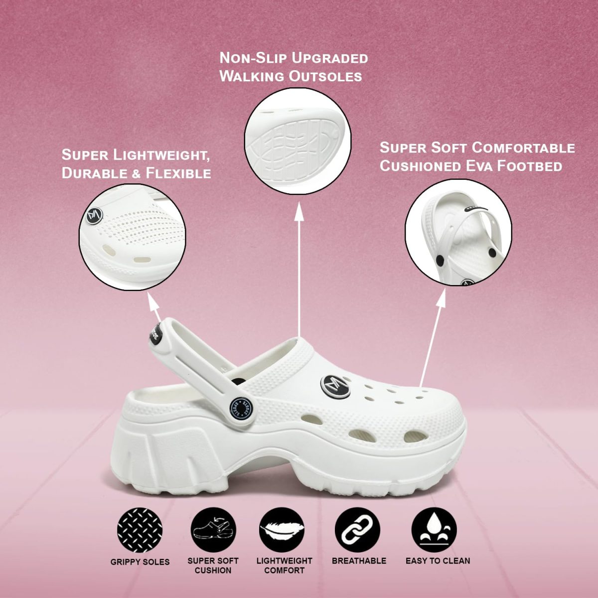 MILESTOE Serene Women's Lightweight Comfortable Waterproof Classic Clogs - Image 3