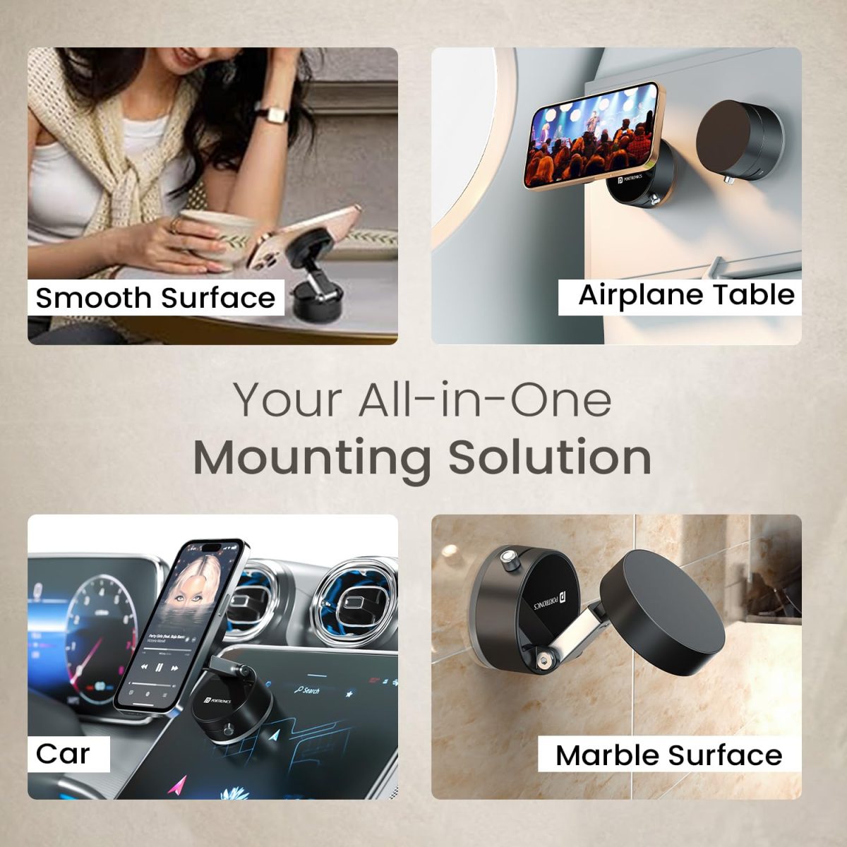 Portronics Hold X Magnetic Vacuum Suction Mobile Holder, Multiple Angle Adjustment, Retractable, Strong Magnetic Attachment, Compatible with iPhone & Android Phone for Car, Desk, Mirror, Glass(Black) - Image 5