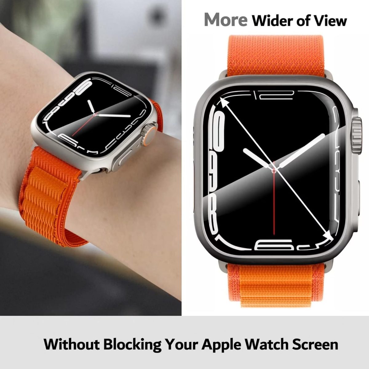 VEMIGON Tough PC Case Compatible with Apple Watch Series 9/8/7 45mm, Change to Ultra Look Cover, Converter Case Bumper Upgrade to Ultra 2/1 Apperance with Screen Protector for iWatch 9, 8 and 7 (45mm) - Image 6