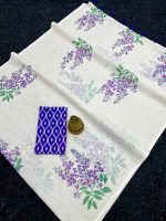 Murti Creation Women Digital Printed Plain Cotton Linen Saree With Blouse Pcs (Main) - Image 3