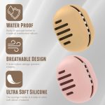 Homeaura Beauty Blender Sponge Holder Silicone Double Sided Breathable Shatterproof Makeup Sponge Holder Potable Travel Case | Pack of 2 |Khaki & Pink| - Image 2