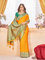 Mehrang Women's Pure Kanjivaram Silk Saree Banarasi Silk Wedding Sarees for Women with Blouse Piece - Image 5