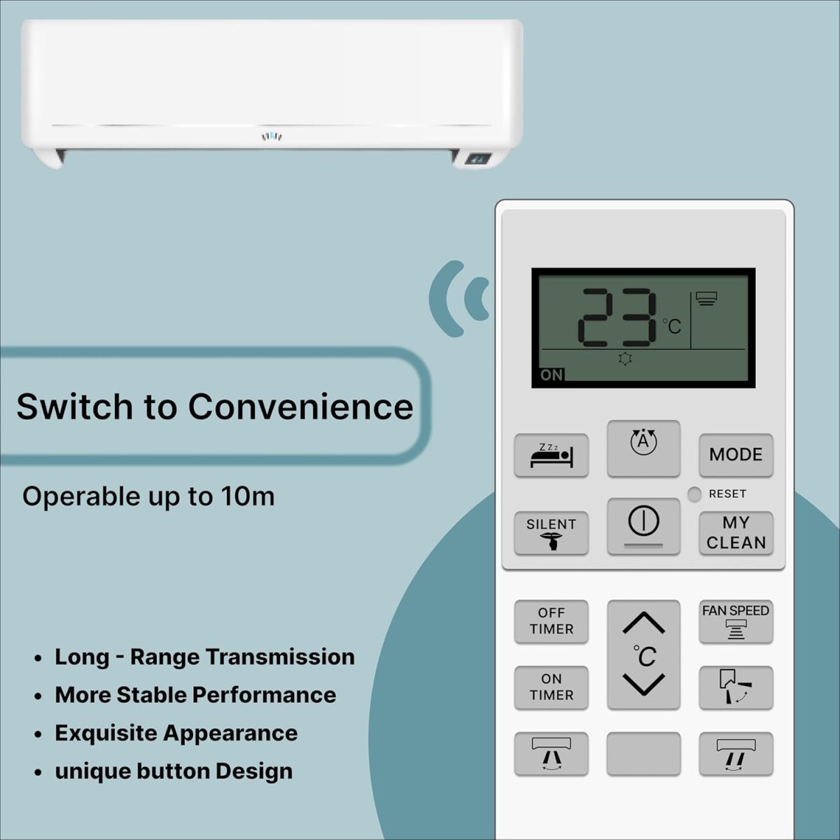 ZIEVA Compatible with Hitachi AC Remote Replacement for 1, 1.5, 2 ton Split/Window Air Conditioner - Please Match The Original Remote (AC 168 B) - Image 5