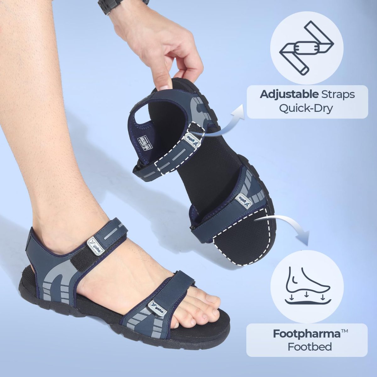 YOHO TrailMark 003 Sports Sandals for Men | Comfortable & Lightweight | Flexible & Breathable | Footpharma footbed | Anti-Skid Footwear for Trekking, Hiking & Outdoor - Image 6