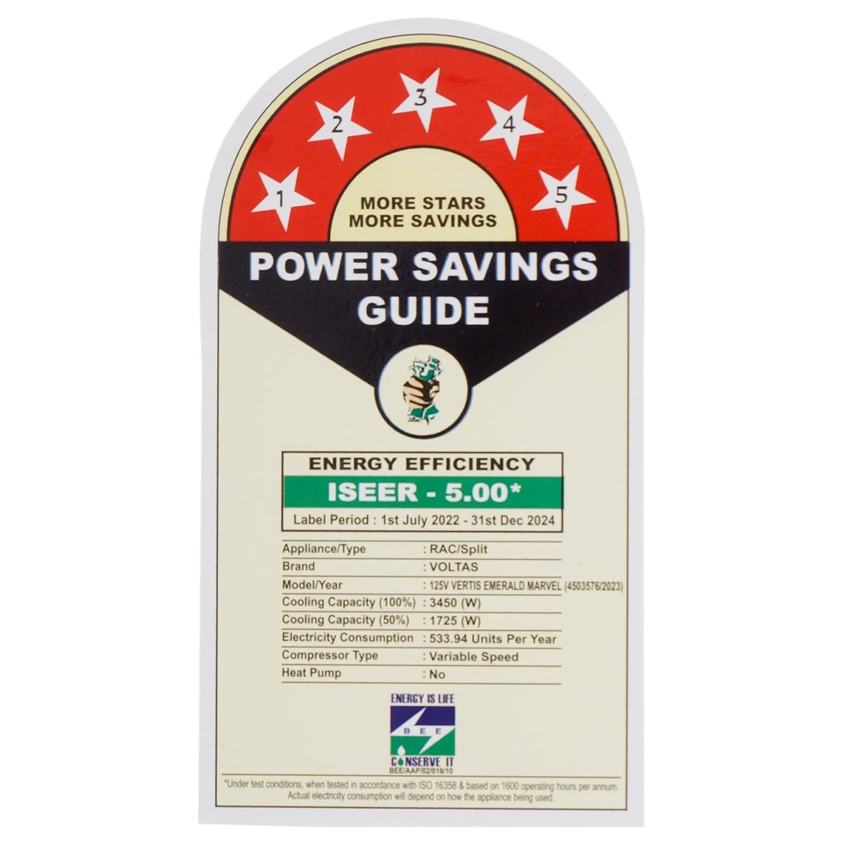 Voltas 1 Ton 5 Star, Inverter Split AC(Copper, 5-in-1 Adjustable Mode, Anti-dust Filter, 2023 Model, 125V Vertis Emerald Marvel, White) - Image 5