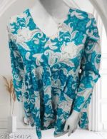 New Printed Short Blue Full Sleeves Top for Women - Image 4