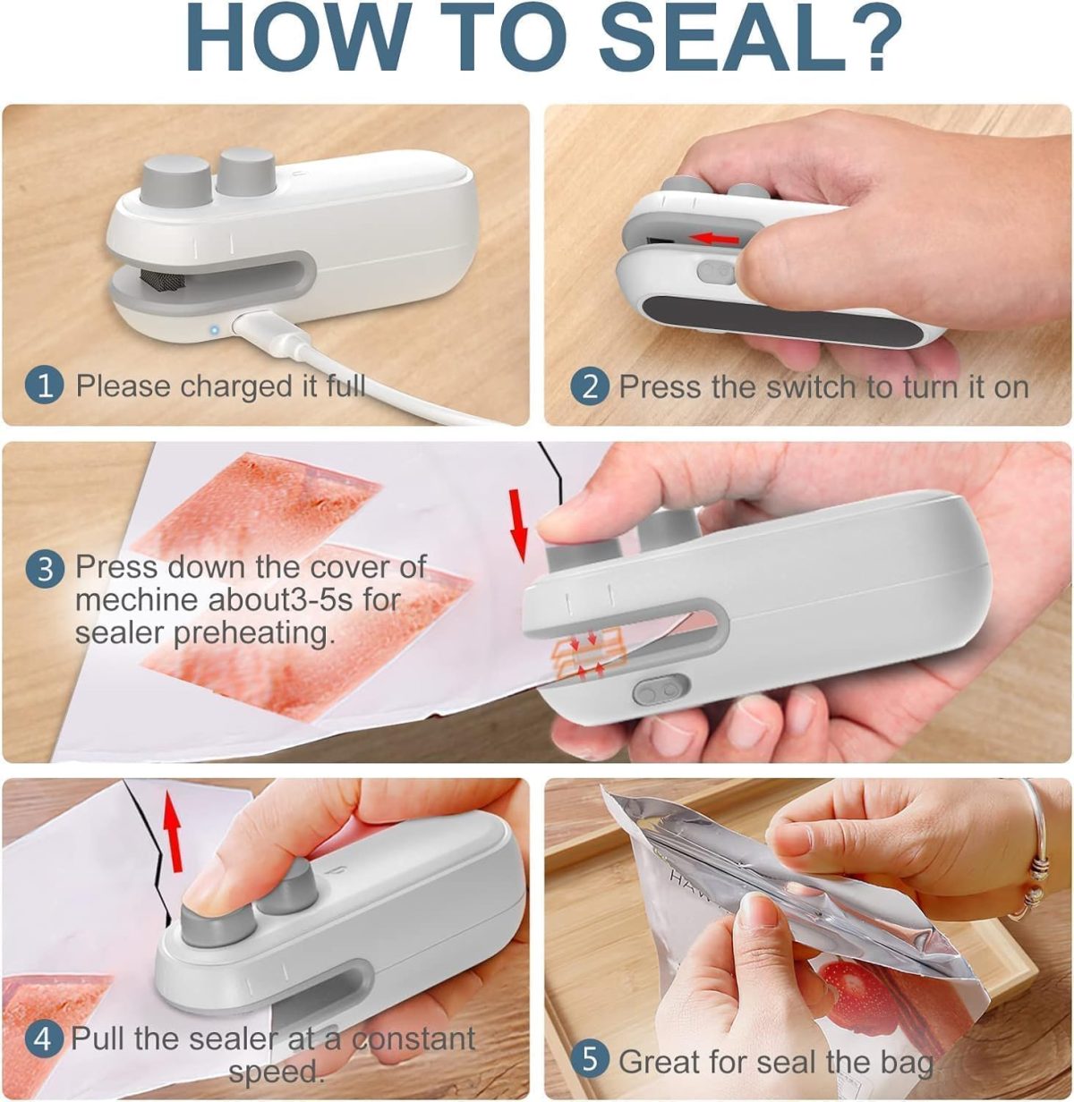 MOROVIK Sealing Clip - Portable Mini Sealing Machine Handheld Packet Sealer for Food, Snacks, Chips, Fresh Storage, Plastic Bag Sealing Machine (1) - Image 7
