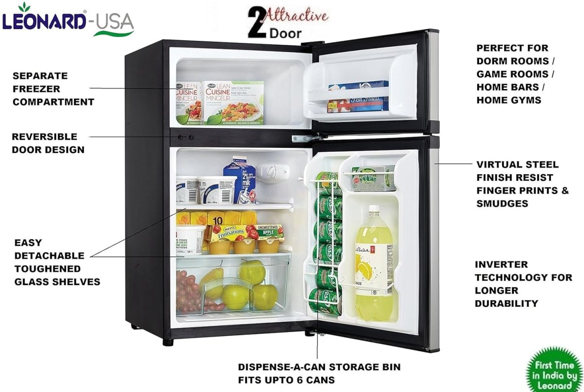 LEONARD USA 120 L Inverter Double Door Mini Fridge Small Fridge with Toughened Glass Shelves, Mechanical Control, Interior Light for Room, Home, Office or Bar (Based on American Technology) - Image 6